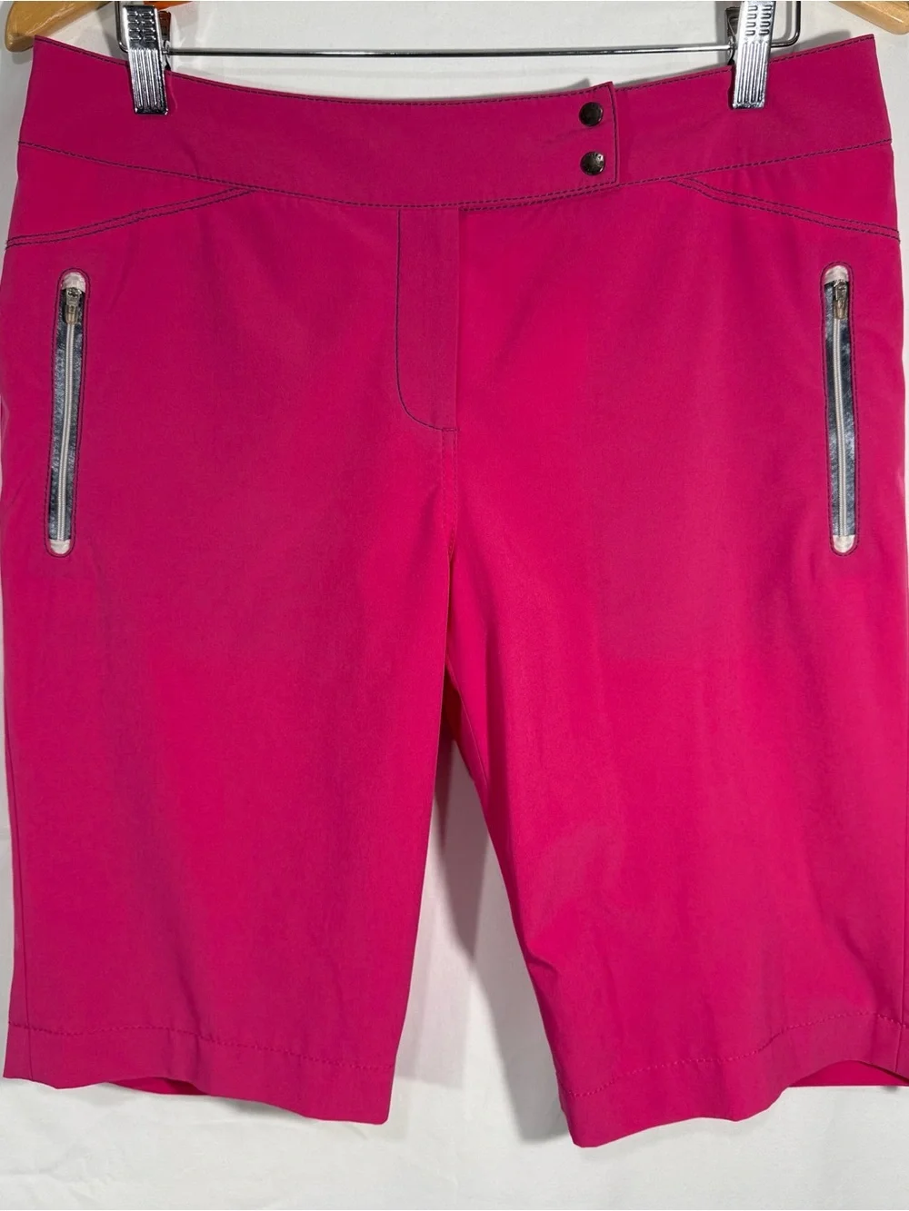 Women’s Hot Pink Bermuda Shorts with Zip Pockets